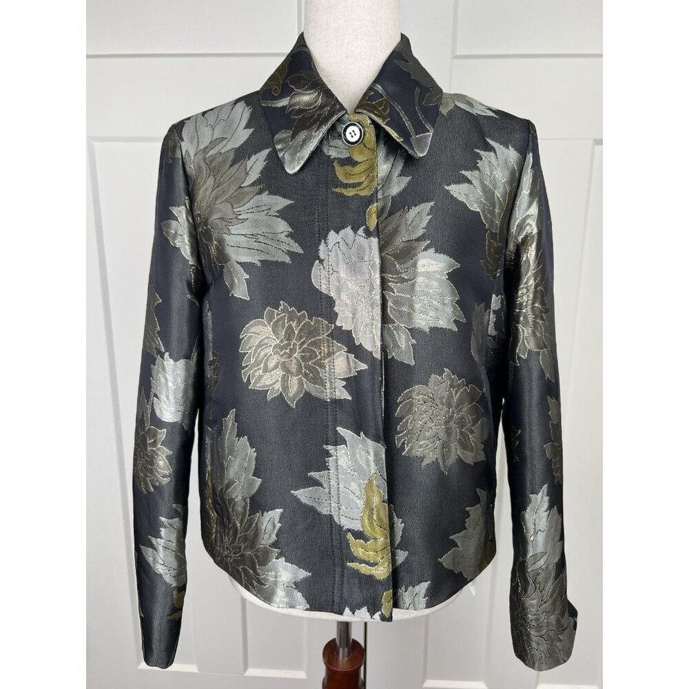 Marc Cain NWT Metallic Floral Jacquard Jacket N1 US 4-6 German Designer $745